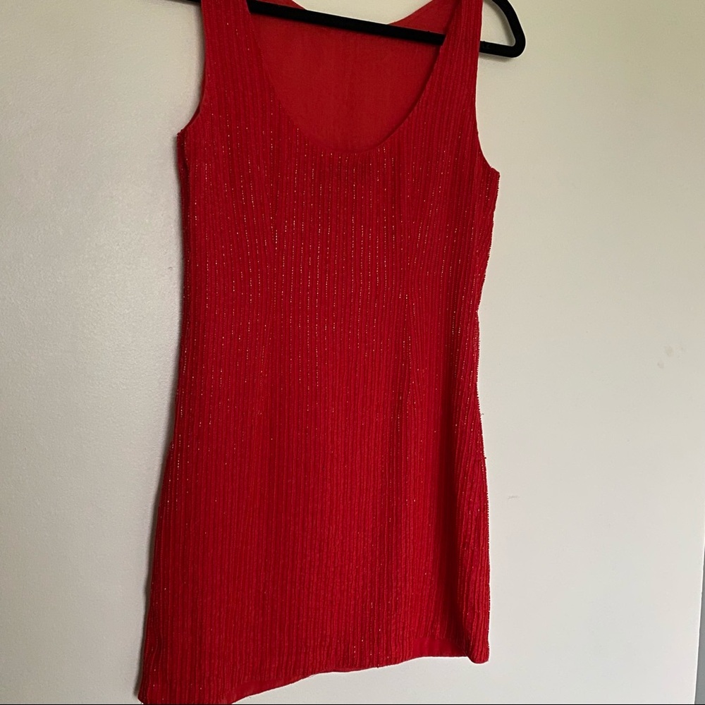 Red beaded Free People mini dress size 2
